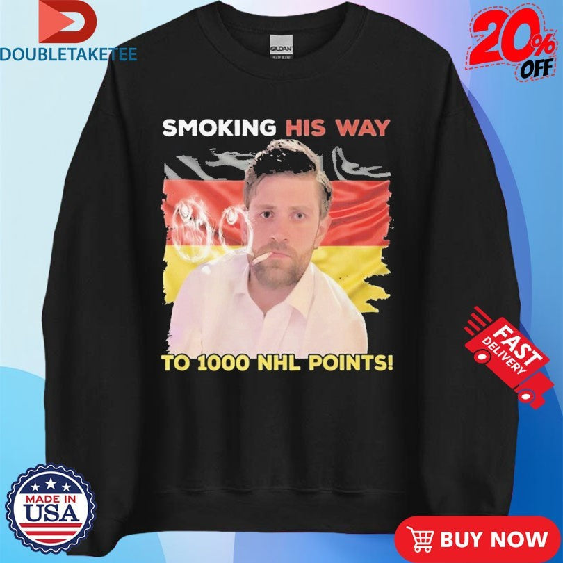 Official Leon Draisaitl Smoking His Way To 1000 NHL Points Edmonton Oilers Shirts Unisex , , , Long Sleeve Tee