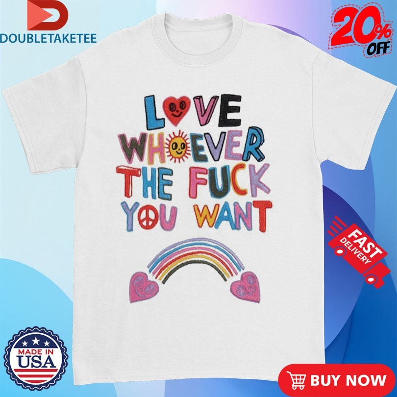 Official Love Whoever The Fuck You Want Hearts Rainbow Shirts Unisex , , , Long Sleeve Tee