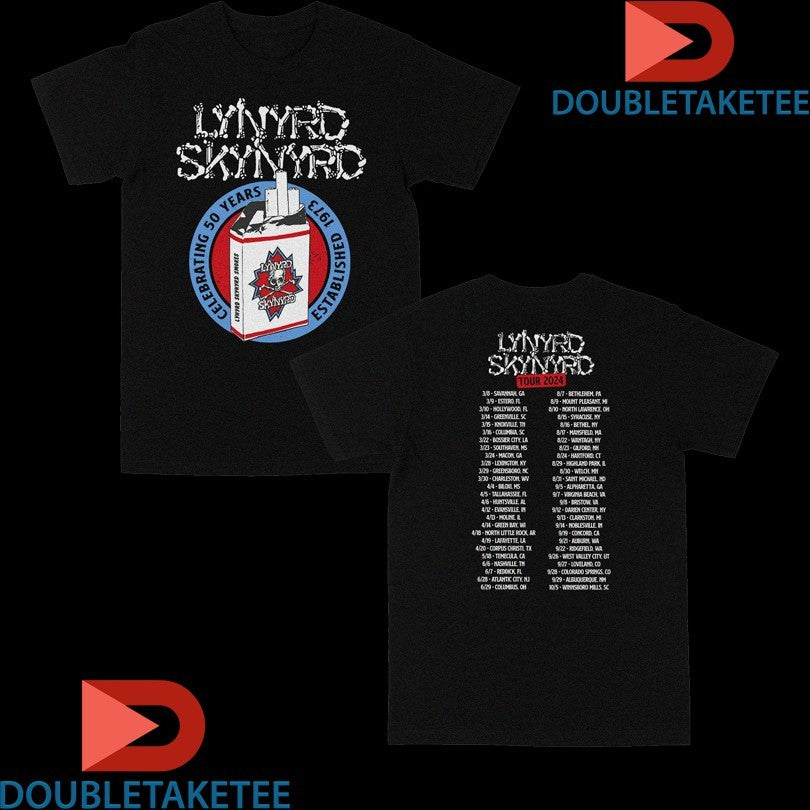 Official Lynyrd Skynyrd Celebrating 50 Years Est 1973 Smokes 2024 Tour Dates Shirts Unisex , , , Long Sleeve Tee