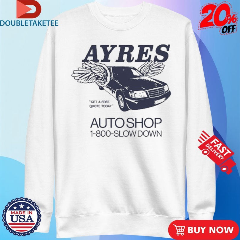 Official Mac Ayres Get A Free Quote Today Auto Shop Slowdown Wings Shirts Unisex , , , Long Sleeve Tee