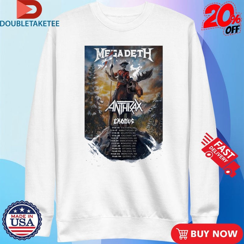 Official Megadeth X Anthrax 2026 Canada Tour Shirts Unisex , , , Long Sleeve Tee