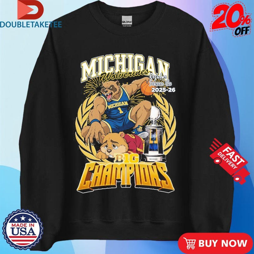 Official Michigan Wolverines Regular Season Co 2025-26 Big Ten Champions Mascot Trophy Shirts