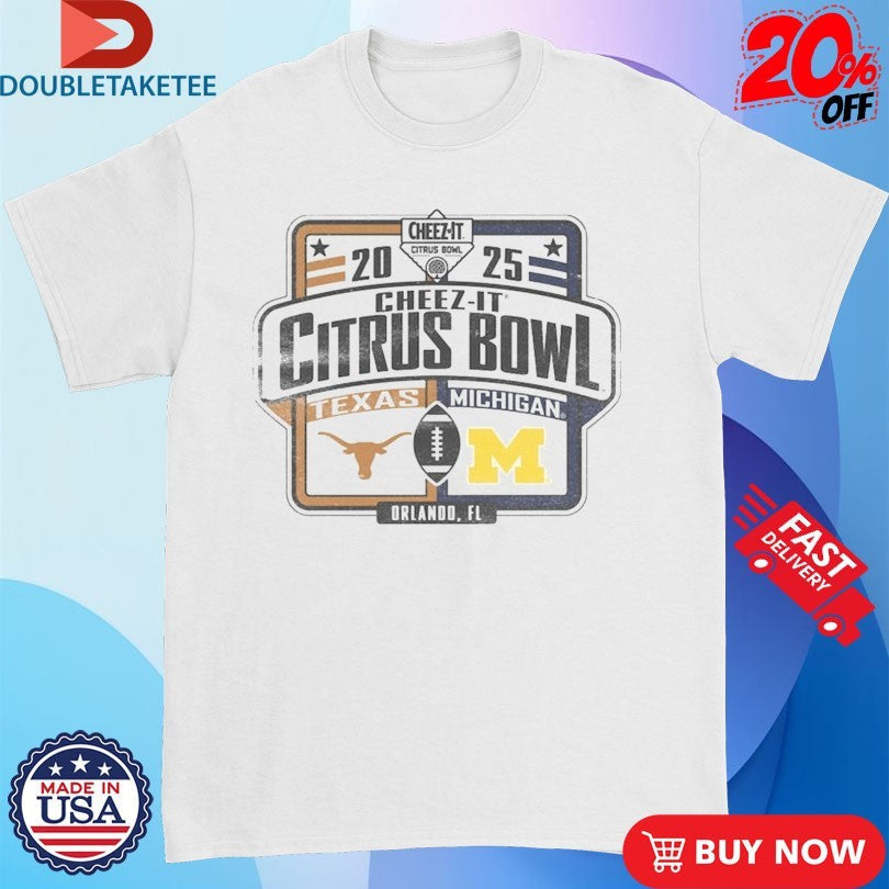 Official Michigan Wolverines vs. Texas Longhorns 2025 Cheez-It Citrus Bowl Orlando FL Matchup Shirts