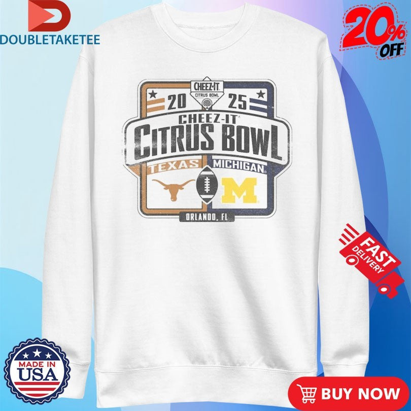 Official Michigan Wolverines vs. Texas Longhorns 2025 Cheez-It Citrus Bowl Orlando FL Matchup Shirts