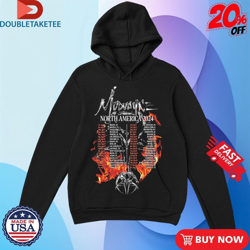 Official Mudvayne Burning Flames North America 2024 Tour Shirts Unisex , , , Long Sleeve Tee