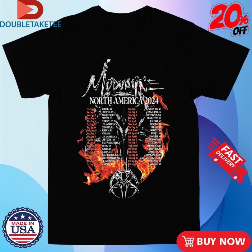 Official Mudvayne Burning Flames North America 2024 Tour Shirts Unisex , , , Long Sleeve Tee