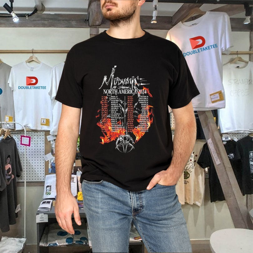 Official Mudvayne Burning Flames North America 2024 Tour Shirts Unisex , , , Long Sleeve Tee