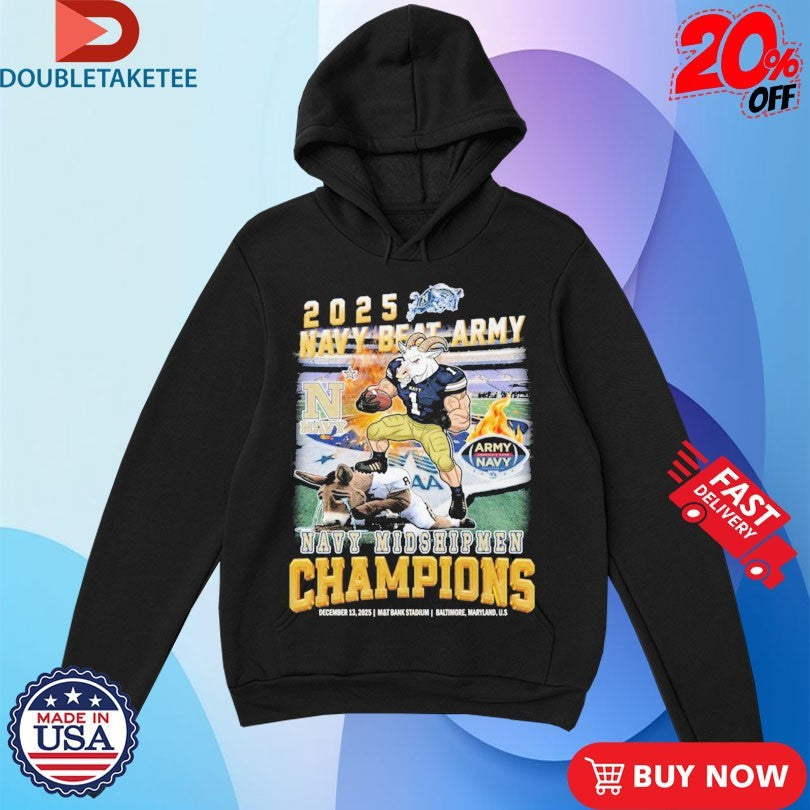 Official Navy Midshipmen Victory Beat Army Black Knights Champions 2025 Baltimore Maryland US Mascot Shirts