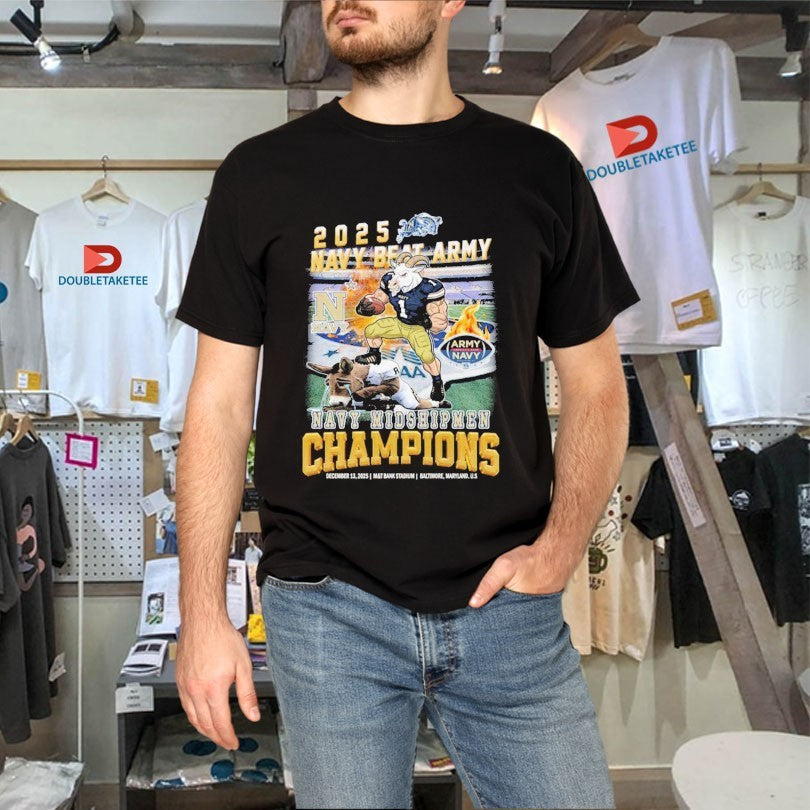 Official Navy Midshipmen Victory Beat Army Black Knights Champions 2025 Baltimore Maryland US Mascot Shirts
