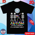 Official New York Yankees Autism It’s Not A Disability It’s A Different Ability Skeletons Dab Shirts