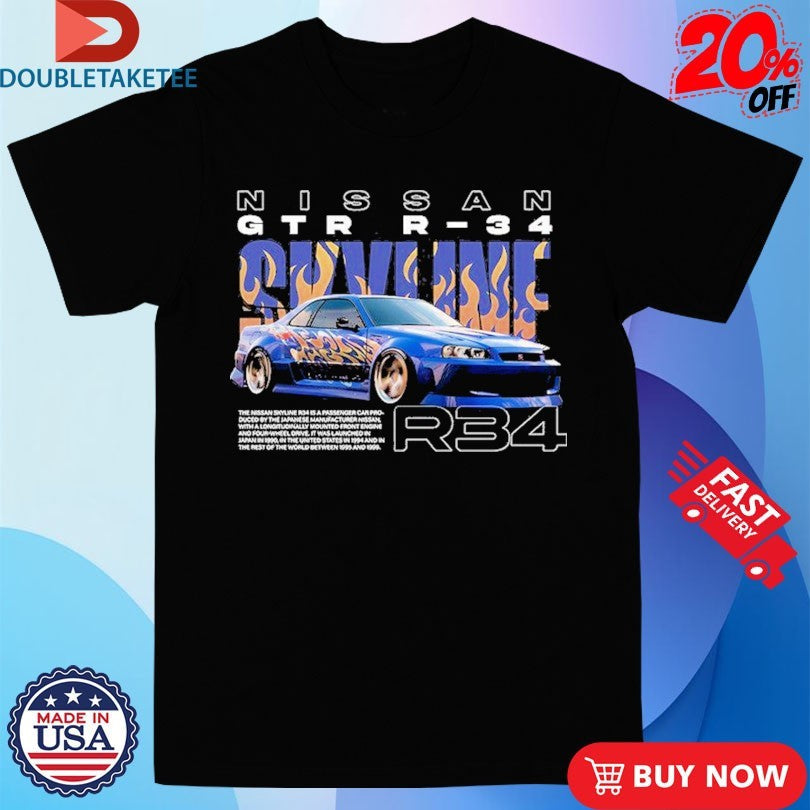 Official Nissan Skyline R34 Car Shirts Unisex , , , Long Sleeve Tee