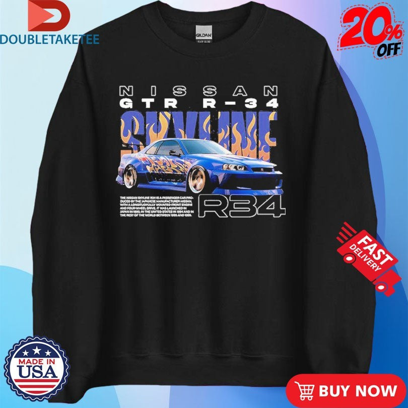 Official Nissan Skyline R34 Car Shirts Unisex , , , Long Sleeve Tee