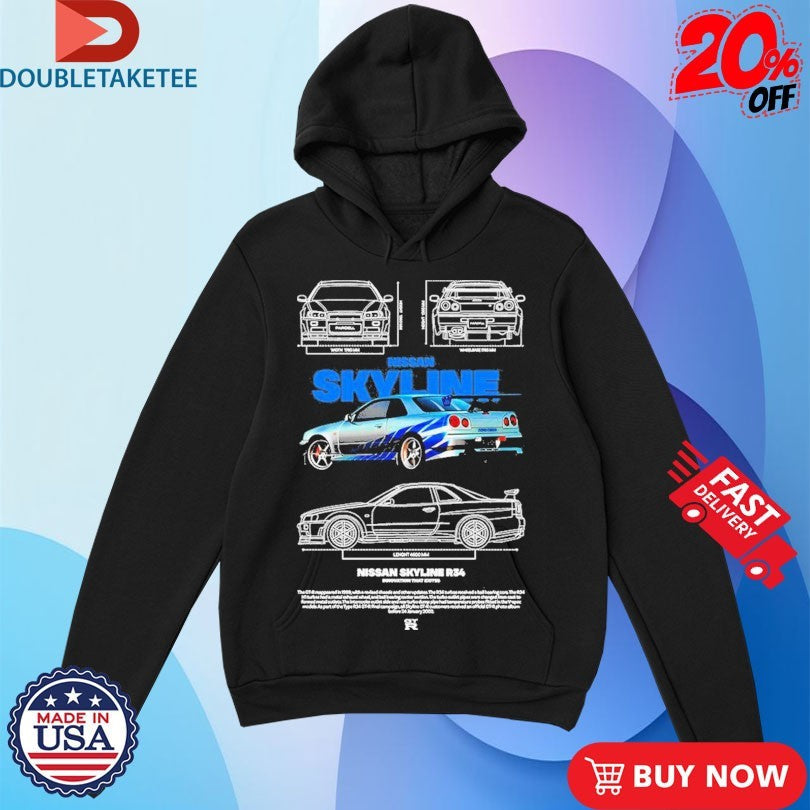 Official Nissan Skyline R34 Shirts Unisex , , , Long Sleeve Tee