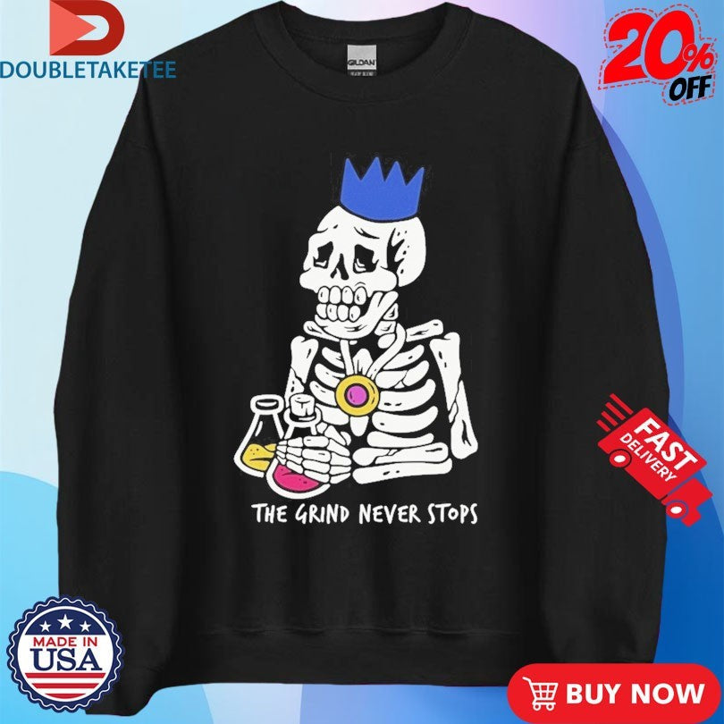 Official OSRS The Grind Never Stops Skeleton Shirts Unisex , , , Long Sleeve Tee
