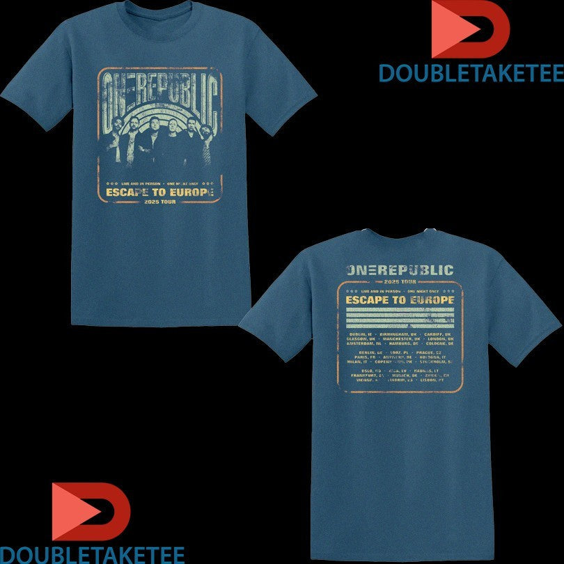 Official Onerepublic Escape To Europe Live And In Person Tour 2025 Shirts Unisex , , , Long Sleeve Tee