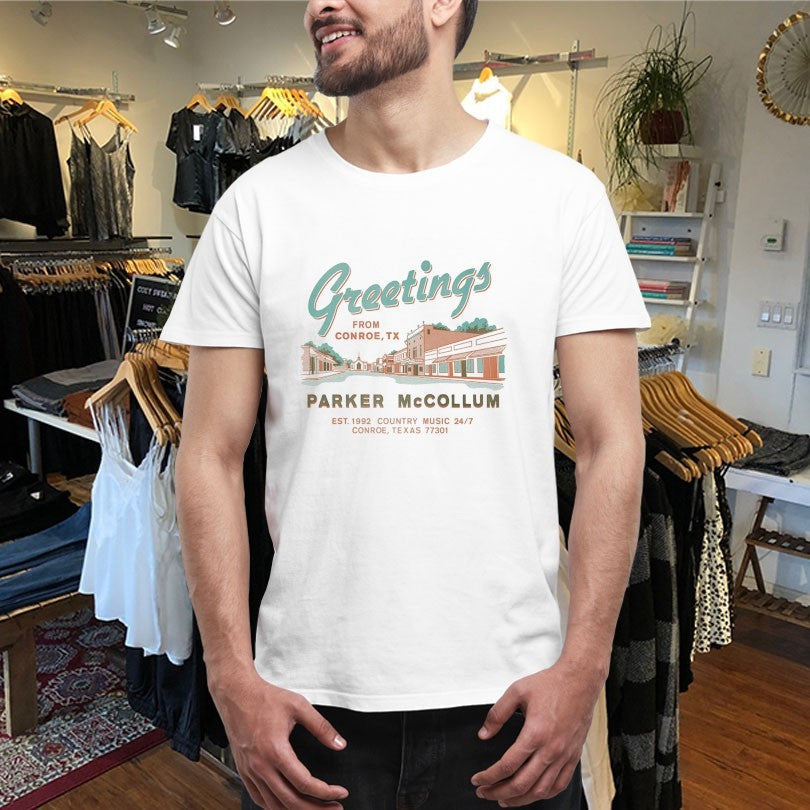 Official Parker Mccollum Greetings From Conroe TX Est 1992 Country Music Shirts Unisex , , , Long Sleeve Tee