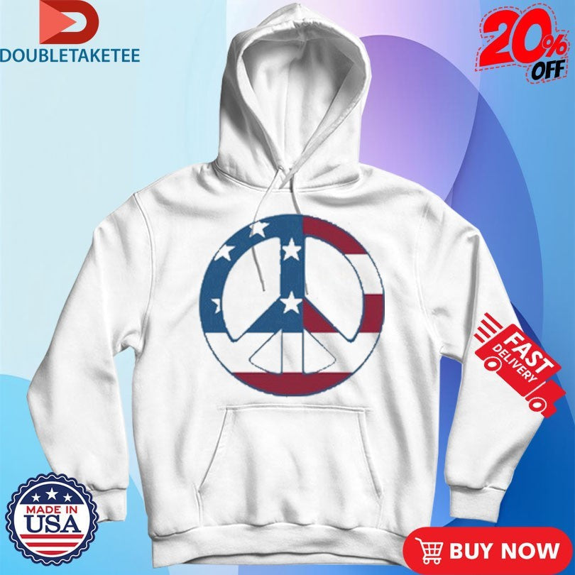 Official Peace Symbol American Flag Shirts Unisex , , , Long Sleeve Tee