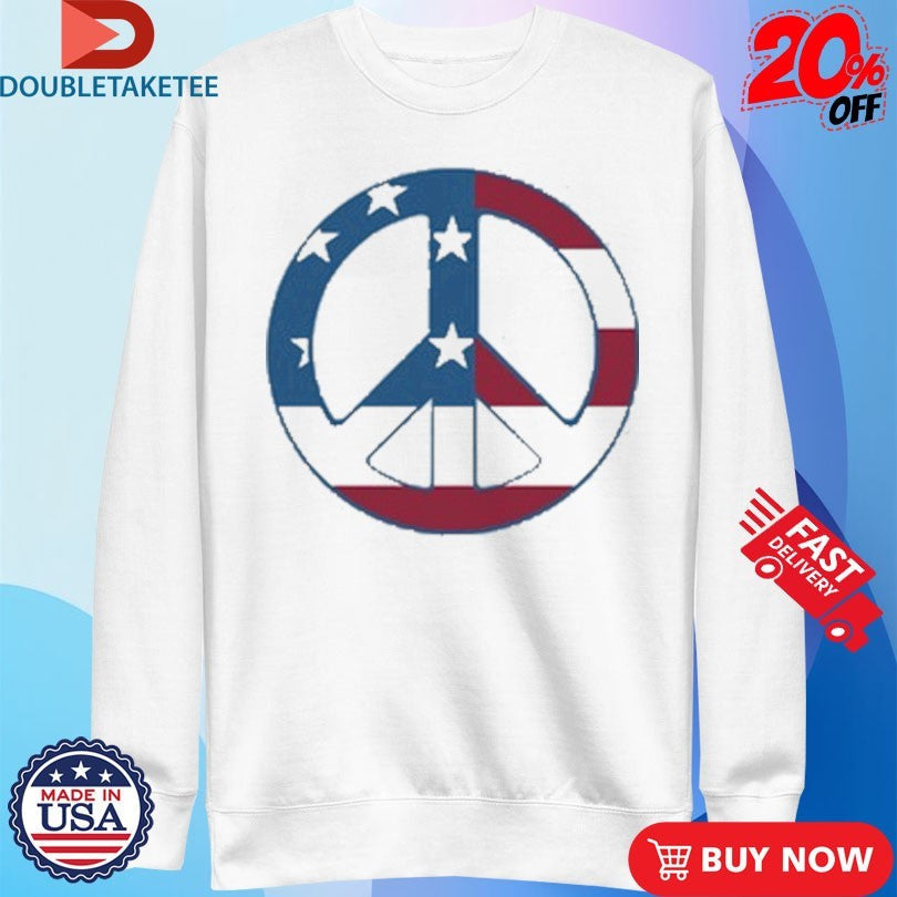 Official Peace Symbol American Flag Shirts Unisex , , , Long Sleeve Tee
