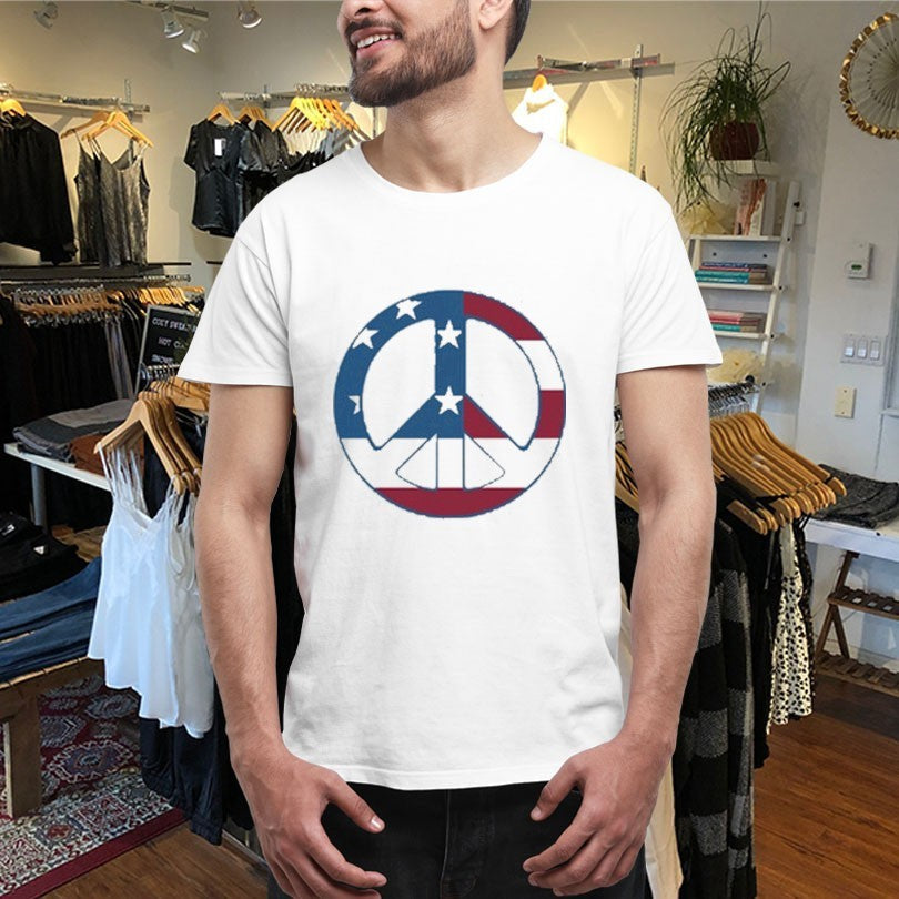Official Peace Symbol American Flag Shirts Unisex , , , Long Sleeve Tee