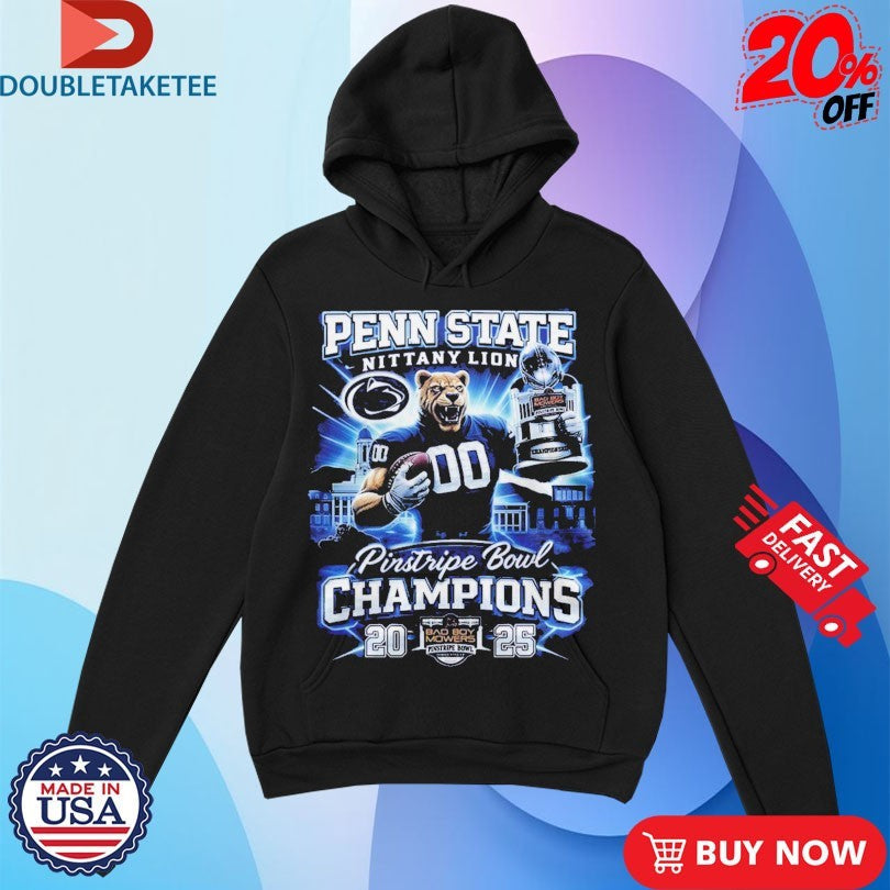 Official Penn State Nittany Lions 2025 Pinstripe Bowl Champions Mascot Trophy Shirts Unisex , , , Long Sleeve Tee