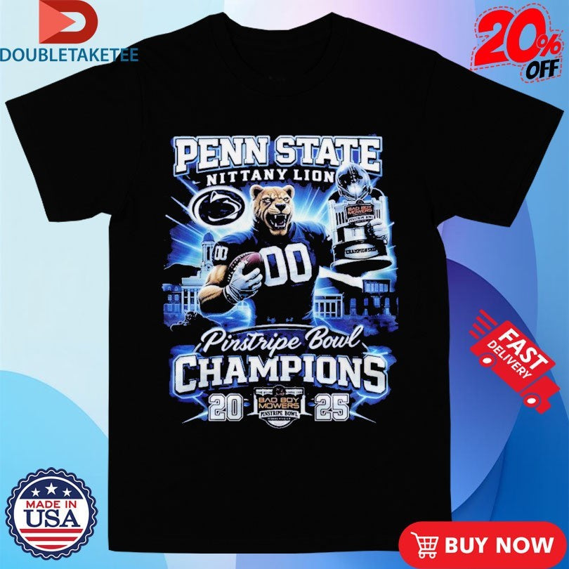 Official Penn State Nittany Lions 2025 Pinstripe Bowl Champions Mascot Trophy Shirts Unisex , , , Long Sleeve Tee
