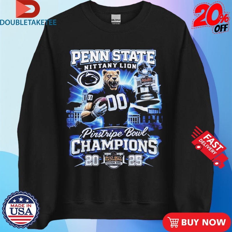 Official Penn State Nittany Lions 2025 Pinstripe Bowl Champions Mascot Trophy Shirts Unisex , , , Long Sleeve Tee