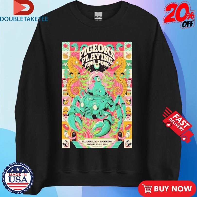 Official Pigeons Playing Ping Pong Baltimore MD Jan 23-24 2026 Shirts Unisex , , , Long Sleeve Tee