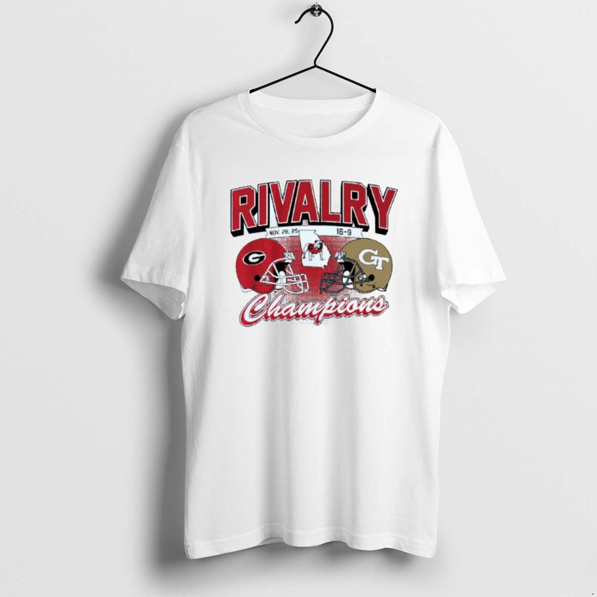 Official Rivalry Champions Winner Georgia Bulldogs Vs Georgia Tech Yellow Jackets 2025 Helmet White