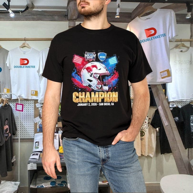 Official SMU Mustangs NCAA Trust &amp; Will Holiday Bowl Champion January 2 2026 Snapdragon Stadium San Diego CA Shirts
