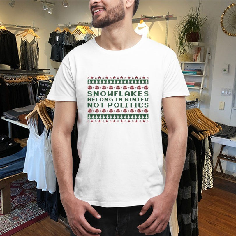 Official Snowflakes Belong In Winters Not Politics Turning Point USA Ugly Holiday Christmas Shirts