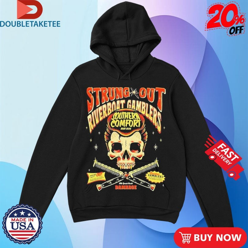 Official Strung Out Riverboat Gamblers Southern Comfort Tour 2026 Skull Shirts Unisex , , , Long Sleeve Tee