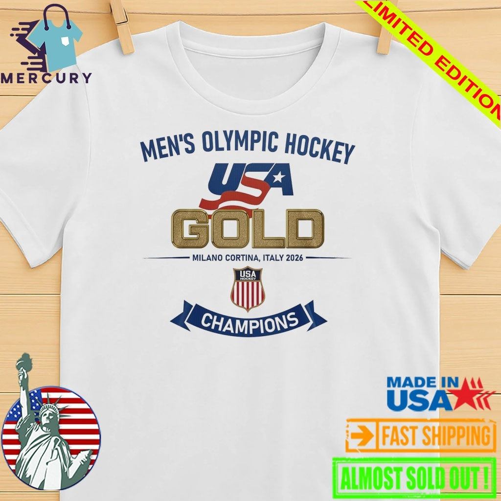 Team USA Men’s Olympic Hockey Milano Cortina 2026 Gold Champions Shirt
