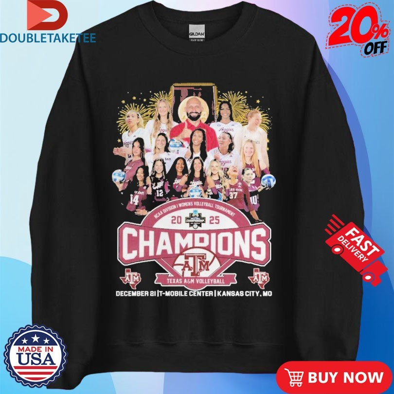 Official Texas A&amp;M Aggies NCAA Women’s Volleyball National Champions 2025 Team Players Shirts