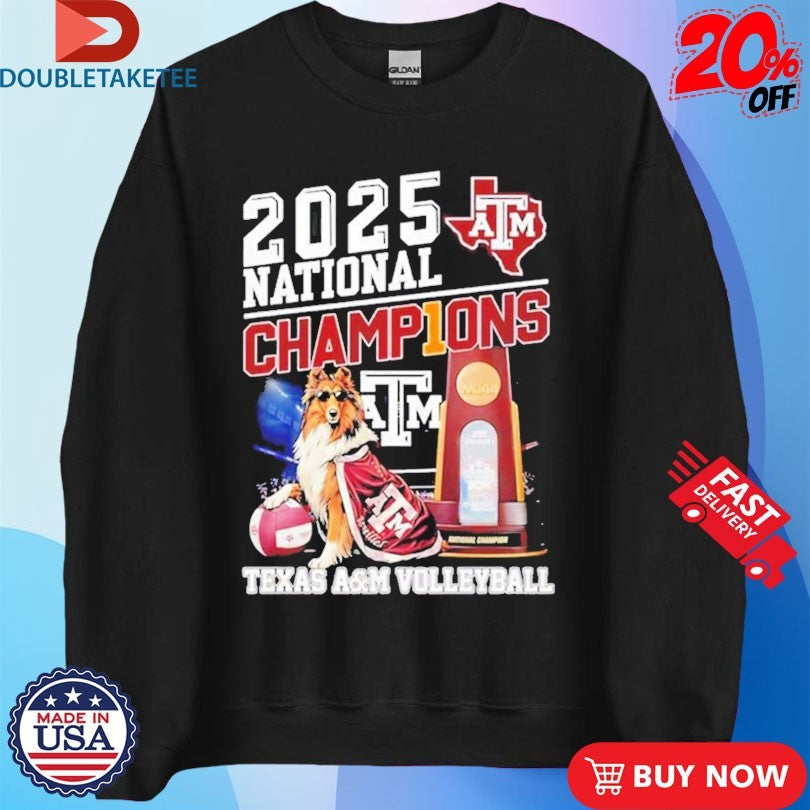Official Texas A&amp;M Aggies Volleyball National Champions 2025 Mascot Trophy Shirts Unisex , , , Long Sleeve Tee