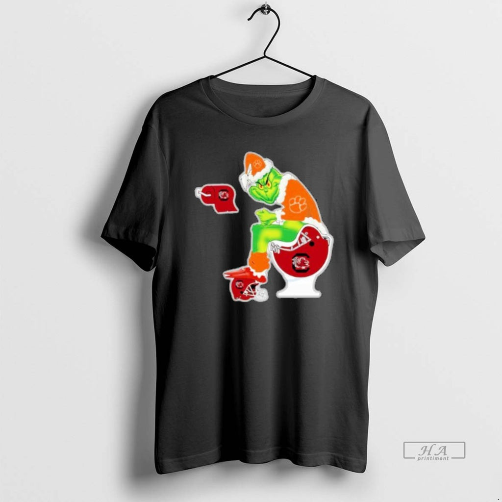 Official The Grinch Clemson Tigers Sitting On Toilet South Carolina Gamecocks Xmas Holiday Christmas