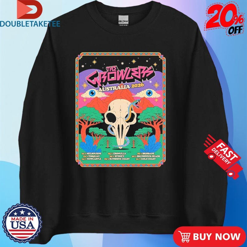 Official The Growlers Australia 2026 Tour Eyes Snake Skull Shirts Unisex , , , Long Sleeve Tee