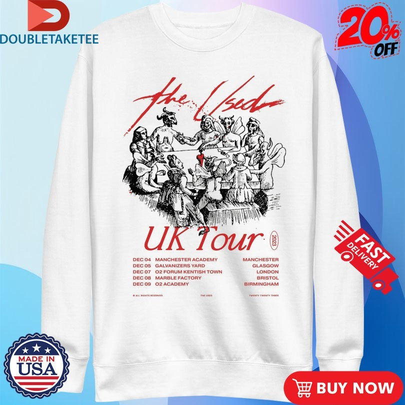 Official The Used 2023 UK Tour Dates Shirts Unisex , , , Long Sleeve Tee