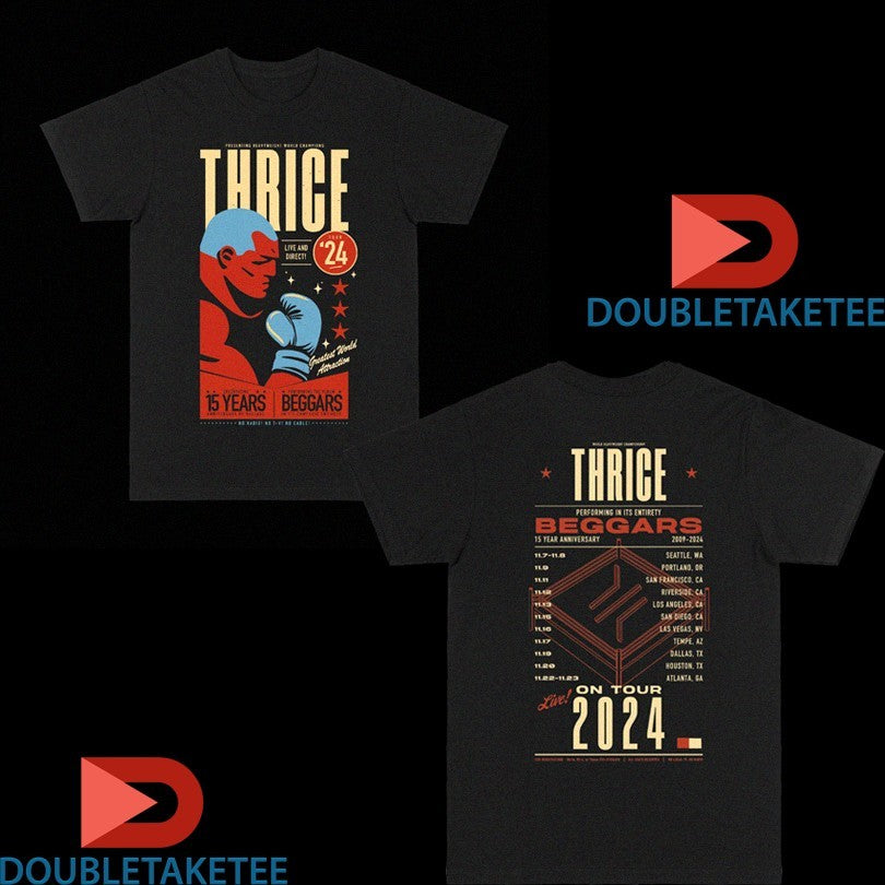 Official Thrice No Radio No TV No Cable Greatest World Attraction Celebrating 15 Years Boxer Beggars On Tour 2024 Dates Shirts