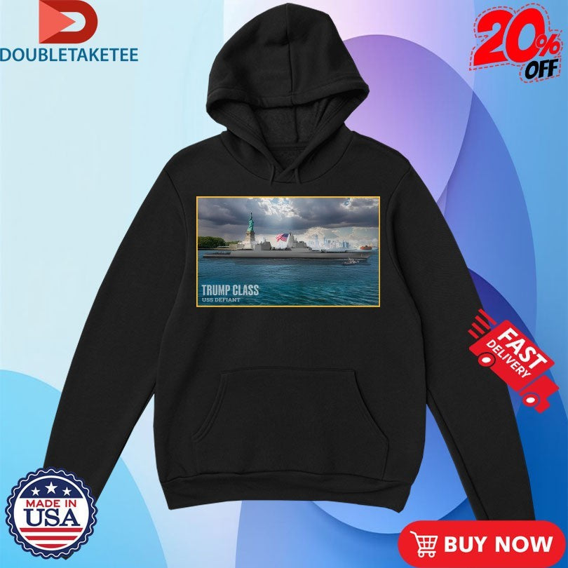 Official Trump Class Battleship USS Defiant American Flag Shirts Unisex , , , Long Sleeve Tee