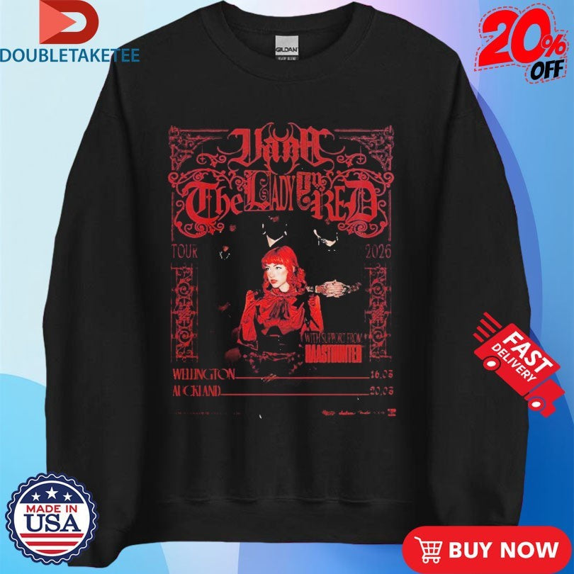 Official Vana The Lady In Red Tour 2026 New Zealand In Wellington And Auckland On March 16 And 20 Shirts