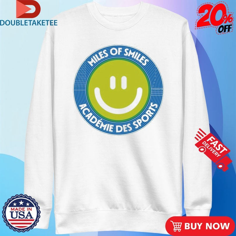 Official Vice 84 Miles Of Smiles Academie Des Sports Smiley Track Shirts Unisex , , , Long Sleeve Tee