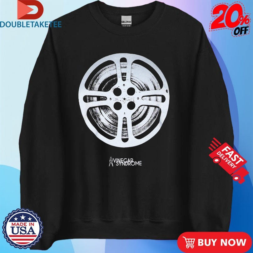 Official Vinegar Syndrome 16mm Film Reel Metallic Silver Shirts Unisex , , , Long Sleeve Tee