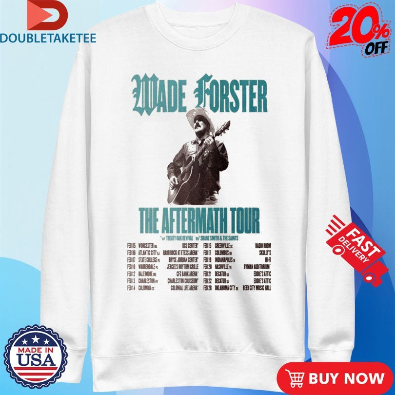 Official Wade Forster The Aftermath Tour 2026 Dates Guitar Shirts Unisex , , , Long Sleeve Tee