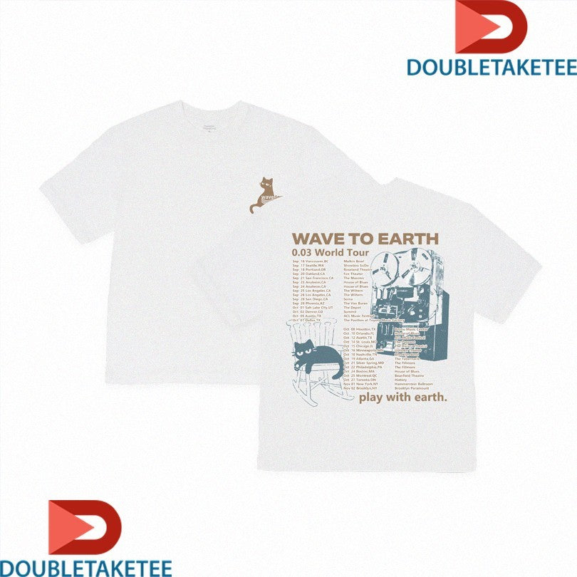 Official Wave To Earth Play With Earth 0.03 World Tour 2024 Dates Cat Shirts Unisex , , , Long Sleeve Tee