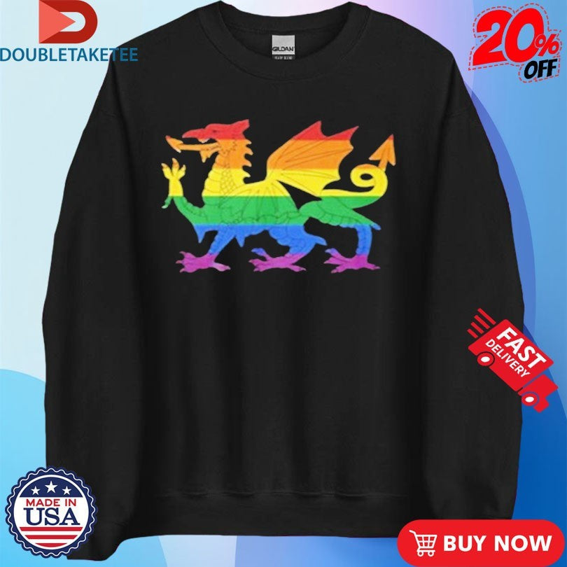 Official Welsh Pride Rainbow Dragon Shirts Unisex , , , Long Sleeve Tee