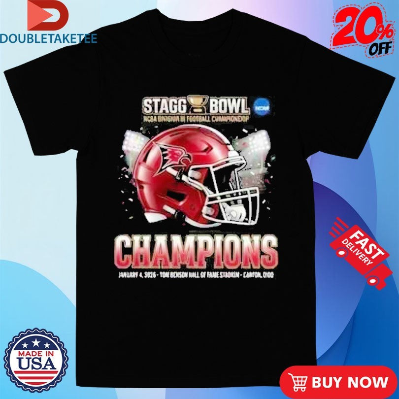 Official Wisconsin-River Falls Falcons Champion Stagg Bowl NCAA Division III January 4 2026 At Tom Benson Hall Of Fame Stadium Canton Ohio Helmet Shirts