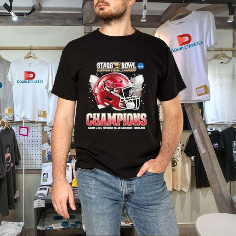 Official Wisconsin-River Falls Falcons Champion Stagg Bowl NCAA Division III January 4 2026 At Tom Benson Hall Of Fame Stadium Canton Ohio Helmet Shirts