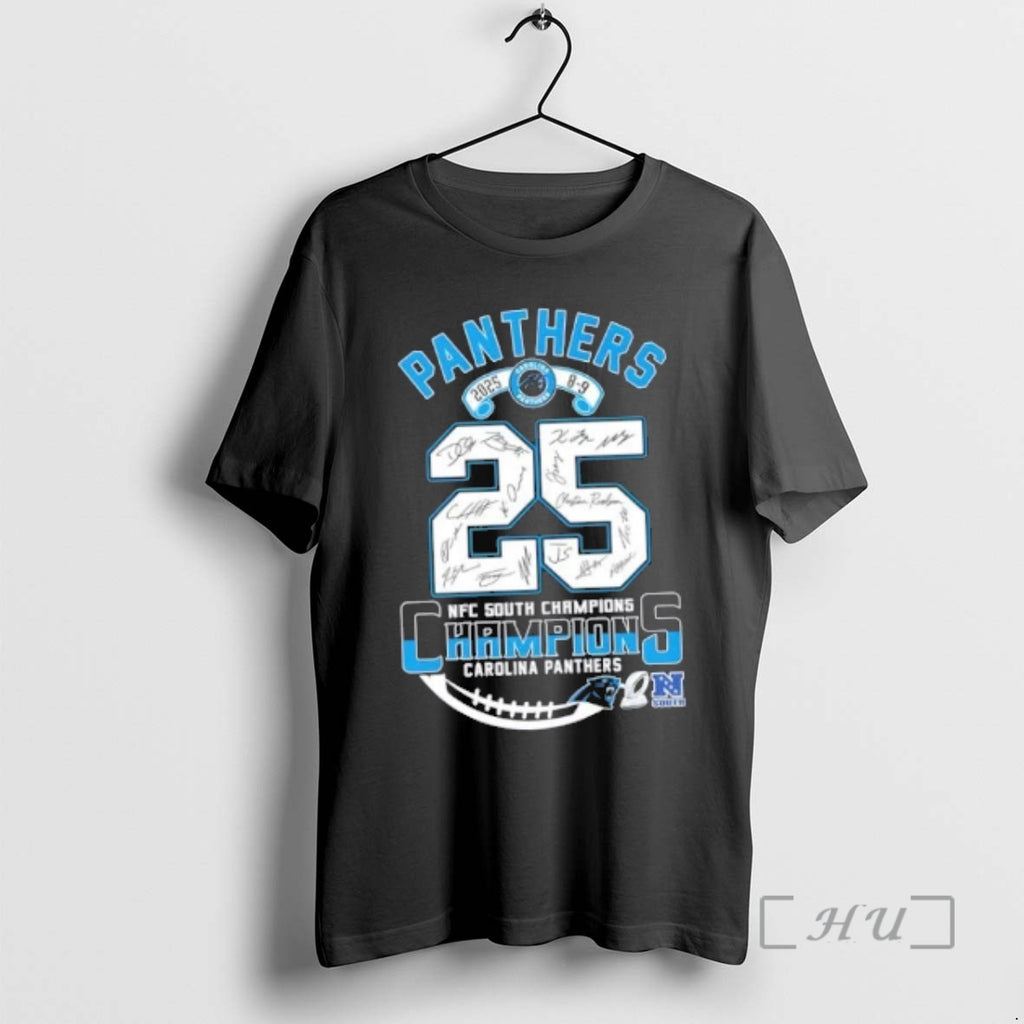 Officials 2025 8 9 Nfc South Division Champions Carolina Panthers All Signatures Premium T Shirts