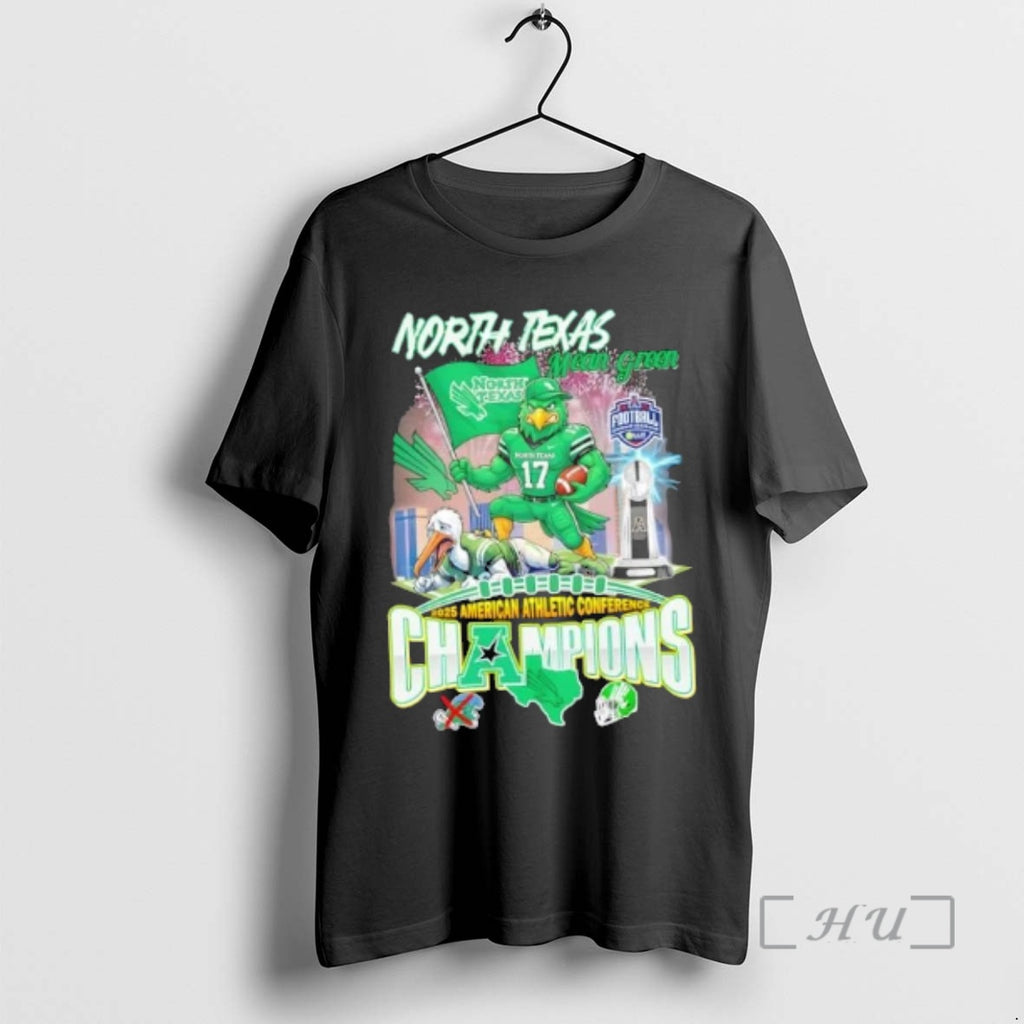 Officials 2025 American Athletic Conference Champions North Texas Mean Green Winner Mascot Skyline Premium