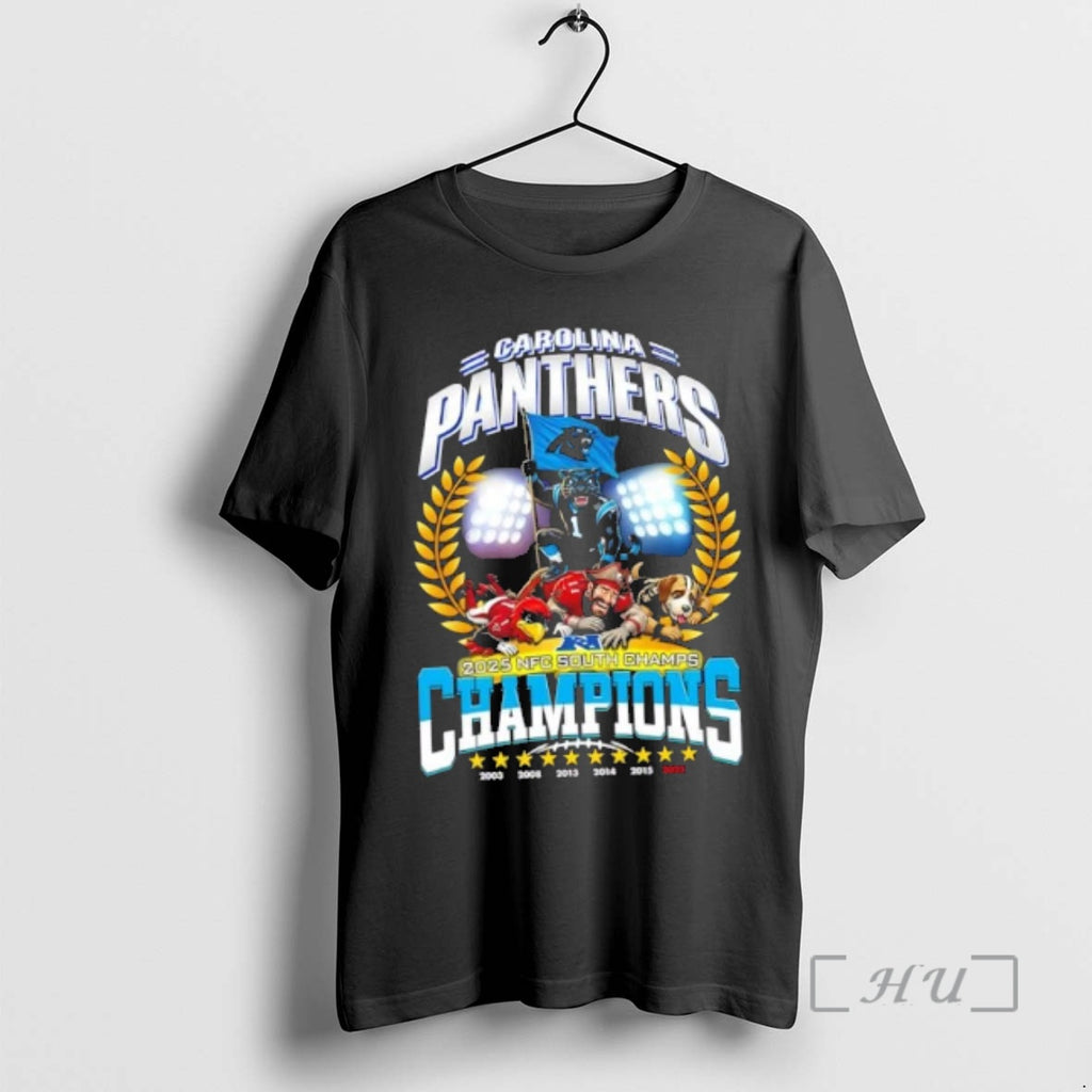 Officials 2025 Carolina Panthers Win Nfc South Champions Mascot Football Graphic Premium T Shirts Sweater